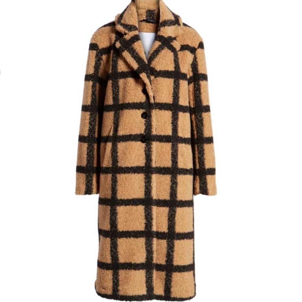 NVLT longline checkered teddy coat